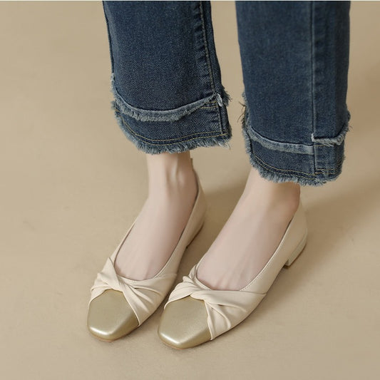 Women's Bow Style Low Low-cut Color Matching Heels
