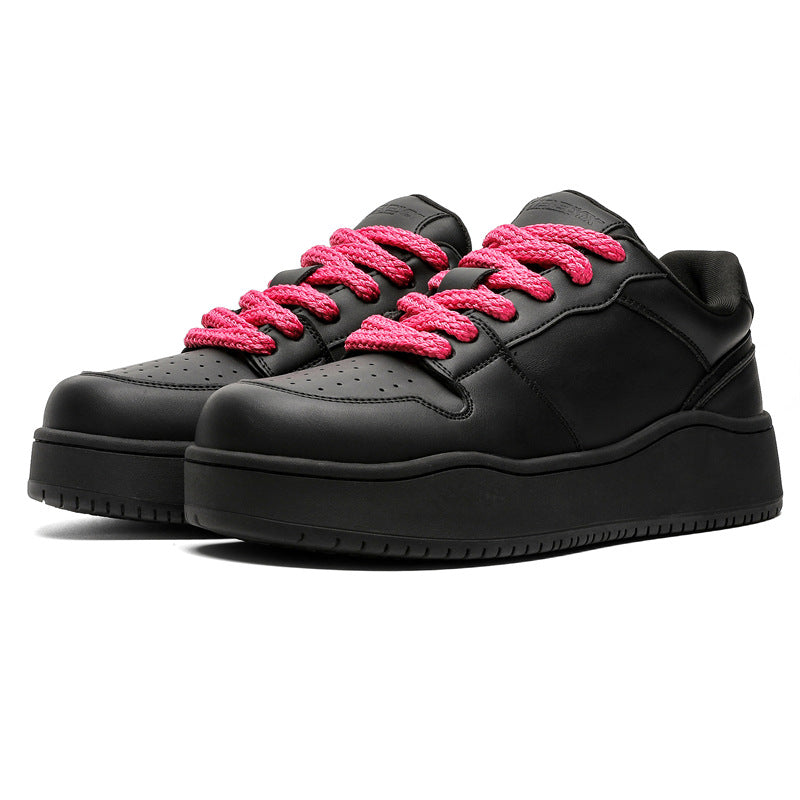 Men's Solid Color Black Warrior Breathable Platform Sneakers