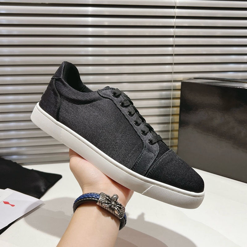 Men's Red Bottom Board Top Layer Cowhide British Style Comfortable Breathable Leather Shoes