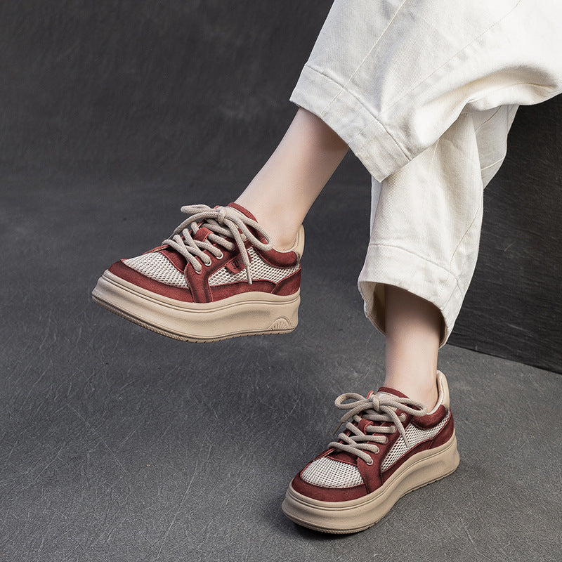 Women's Versatile Breathable Mesh Platform Retro Minority Men's Shoes