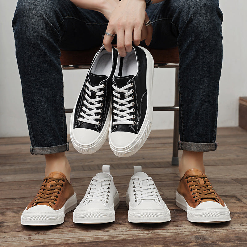Men's First Layer Cowhide Daily British Trend Men's Board Shoes