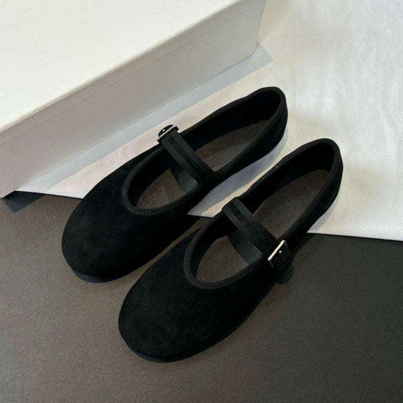 Women's Super Soft Pumps Buckle Mary Jane Retro Grandma Flat Round Women's Fashion Shoes
