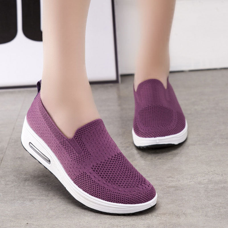 Women's & Men's Slip-on Platform Breathable Flying Woven Rocking Casual Shoes