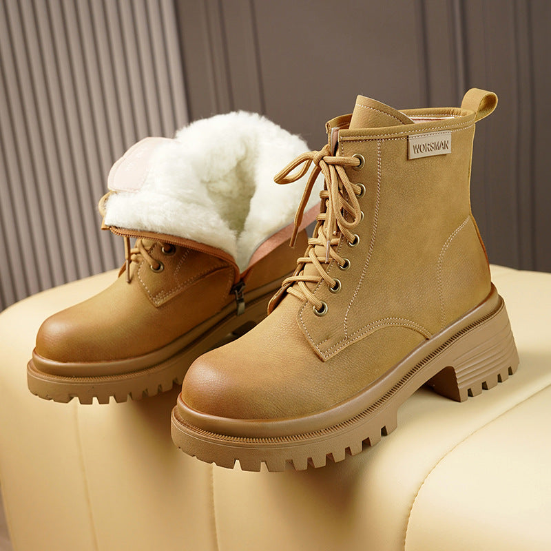 Women's Martin Cotton Fleece Biker British Style Women's Shoes