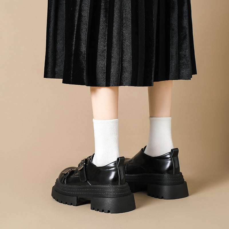 Spring Outdoor Wear British Style Mary Jane Female Leather Shoes