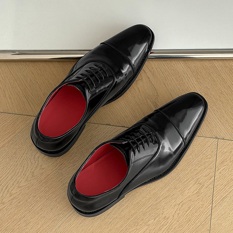 Men's Formal Wear Shiny Patent Red Background Into Men's Casual Leather Shoes