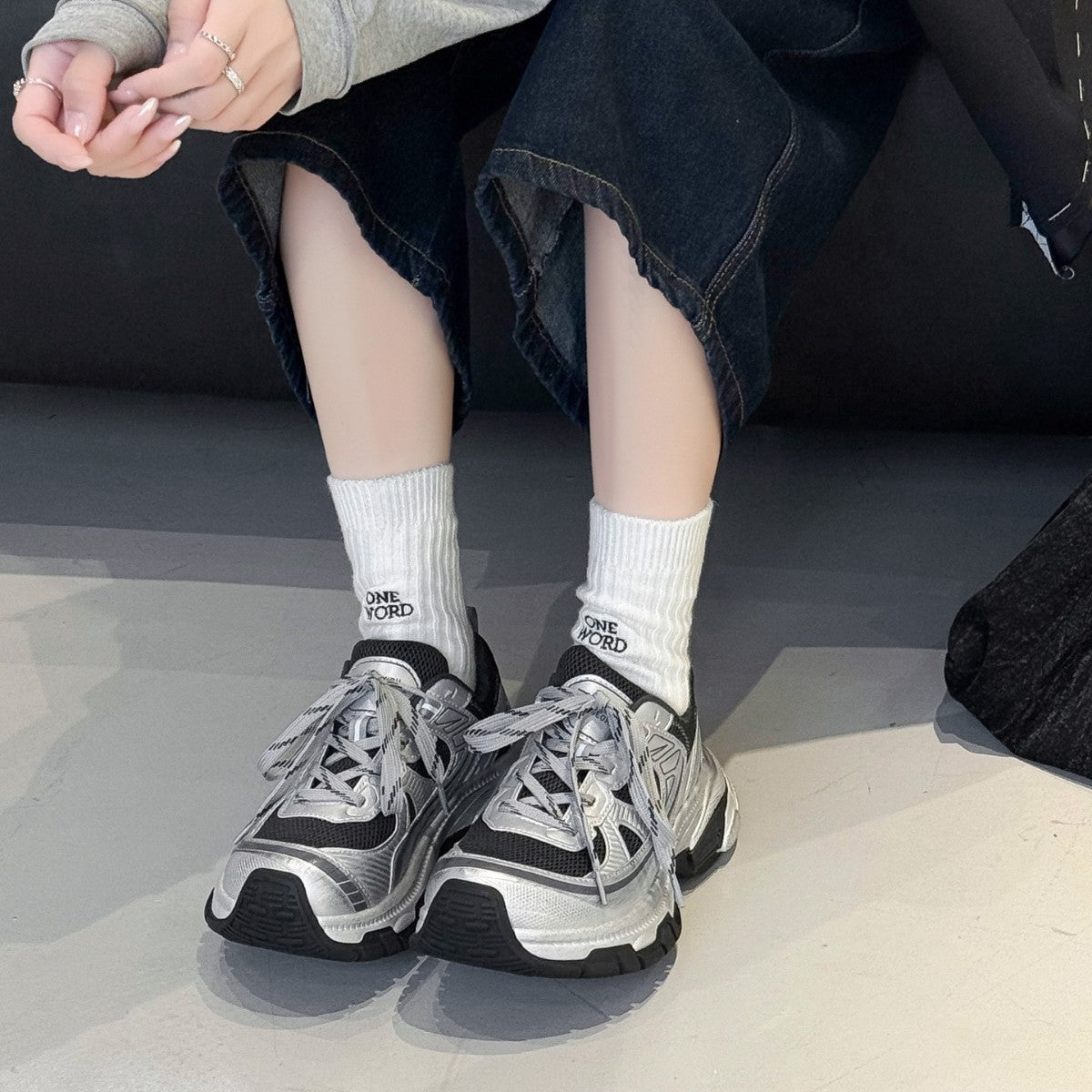 Women's Dad Lace Color Block Versatile Trendy Women's Sports Shoes