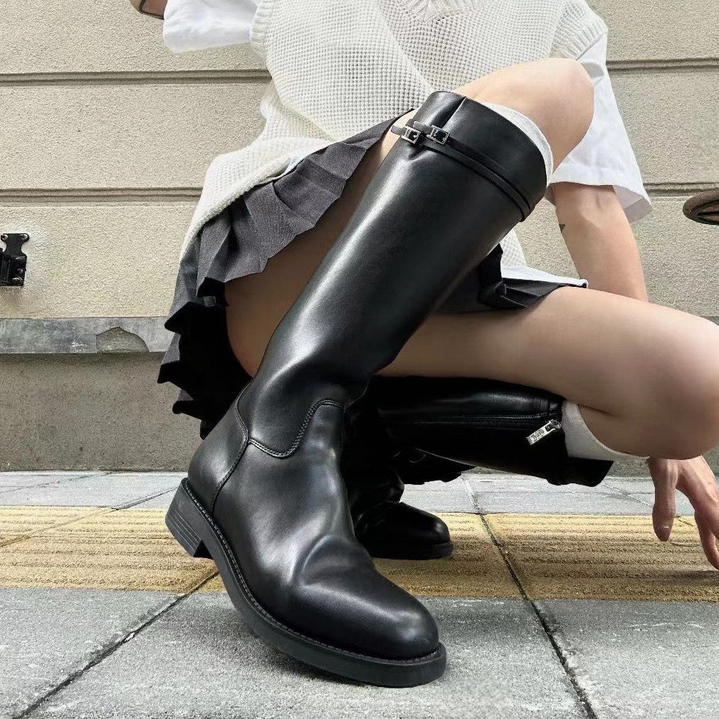 Version Knight British Style Female Platform Women's Leather Boots