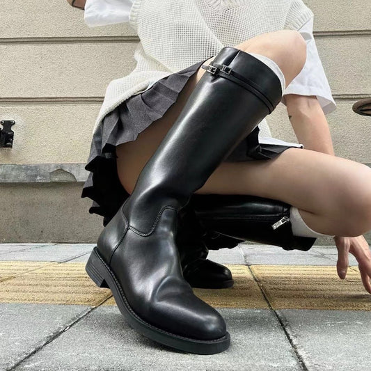 Version Knight British Style Female Platform Women's Leather Boots
