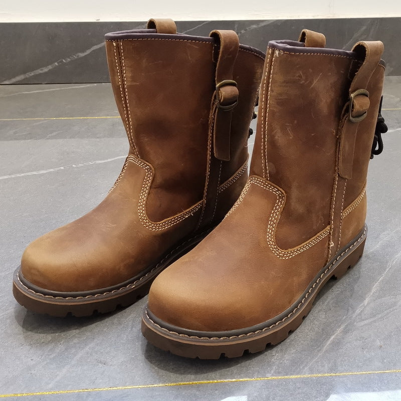 Women's & Men's Short Martin Trendy Knight Cowhide Mongolian Riding Outdoor British Women's Leather Boots