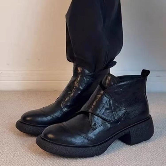 Sports Resin Sole Thick Height Increasing Small Women's Leather Boots