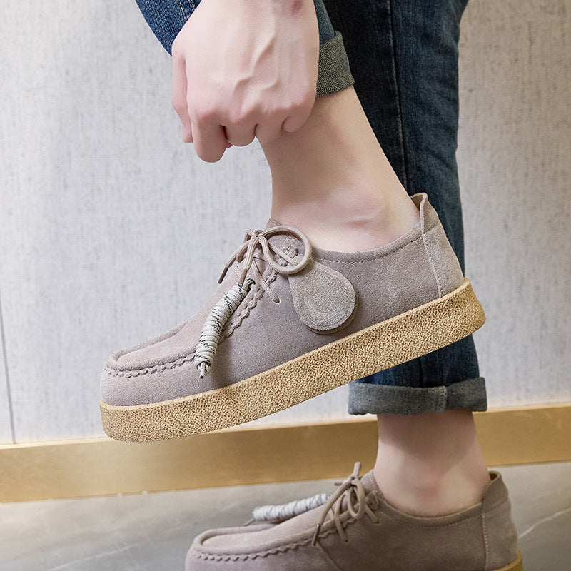 Women's & Men's Couple Platform Kangaroo Biscuit Derby Retro Women's Sports Shoes
