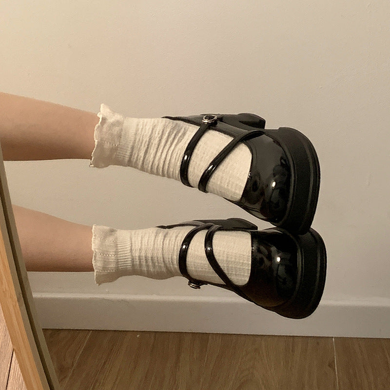 Round High Platform Female Summer Versatile Retro French Mary Heels