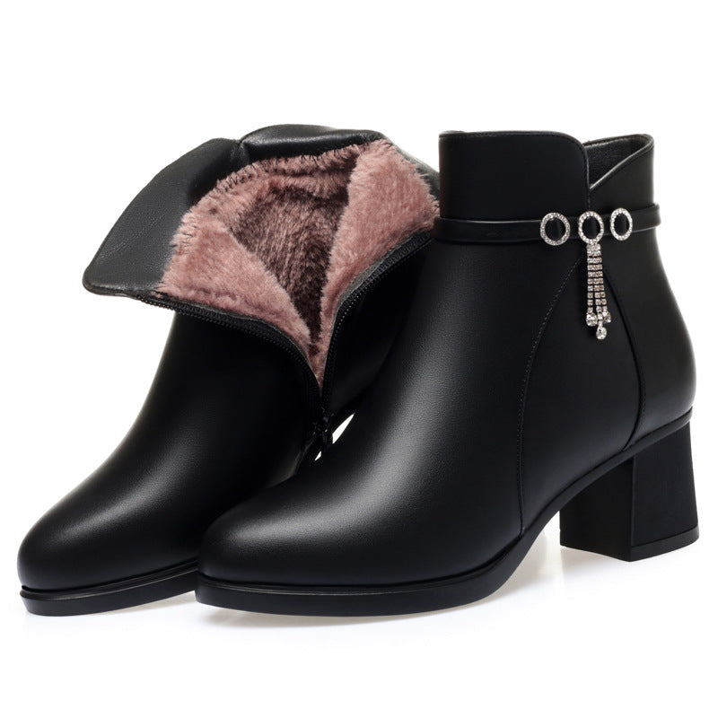 Women's Mother's Soft Bottom Short Mid Fleece-lined Women's Shoes