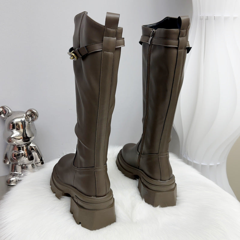 Long Thick Bottom Waterproof Platform Fleece-lined Warm Tall Knight Small Boots