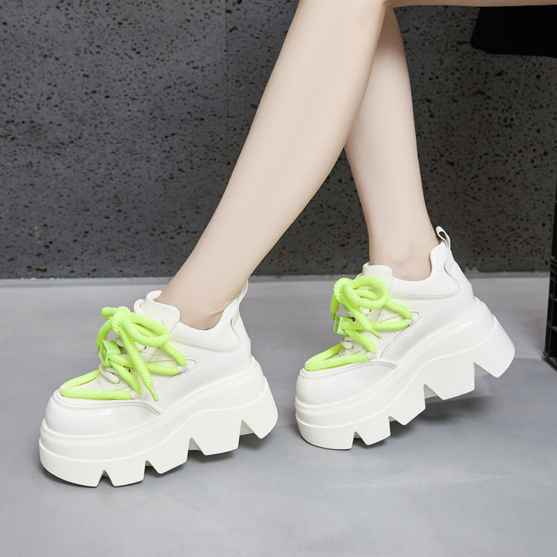 Women's Black Daddy Autumn Invisible Elevated Fashion Sneakers