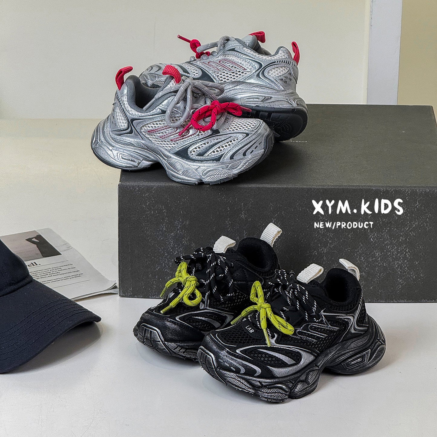 Children's Summer Trendy Brushed Double Single Mesh Thick Children's Sports Shoes