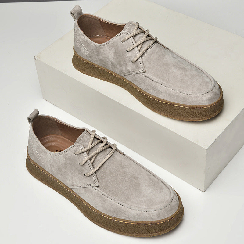 Men's Frosted Surface Handmade Flat Tendon Bottom Muffin Men's Board Shoes