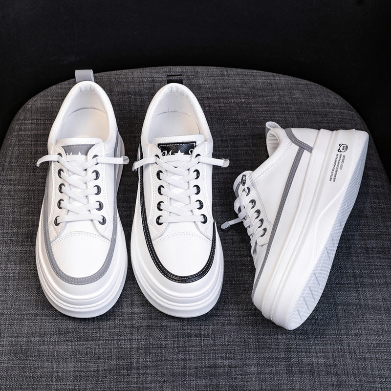 Women's Increasing Insole White Sports Thick-soled Korean Style Women's Shoes