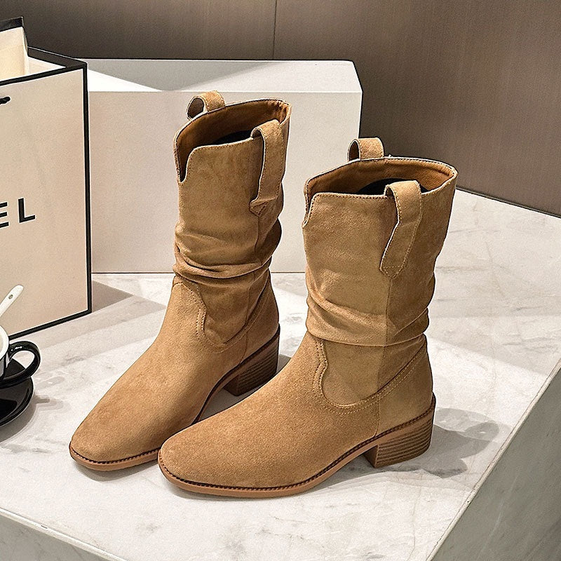 Women's Height Increasing Length Loose Socks V Cut Knee-high Thick Slimming Boots