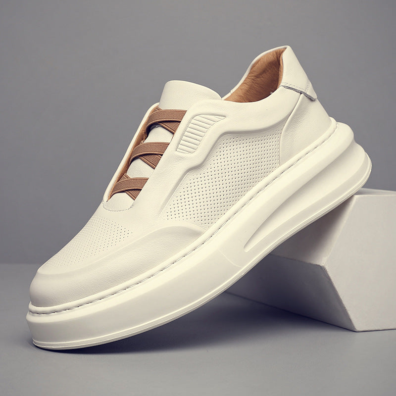 Men's Top Layer Cowhide Black Simple Breathable Leather Shoes