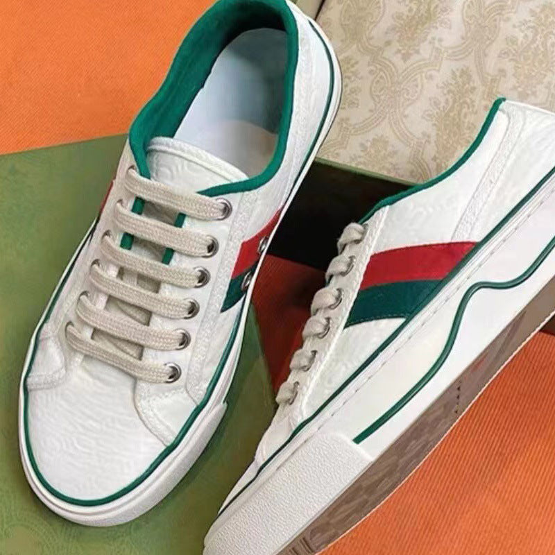 Pink Flat Skateboard Retro White Presbyopic Sneakers