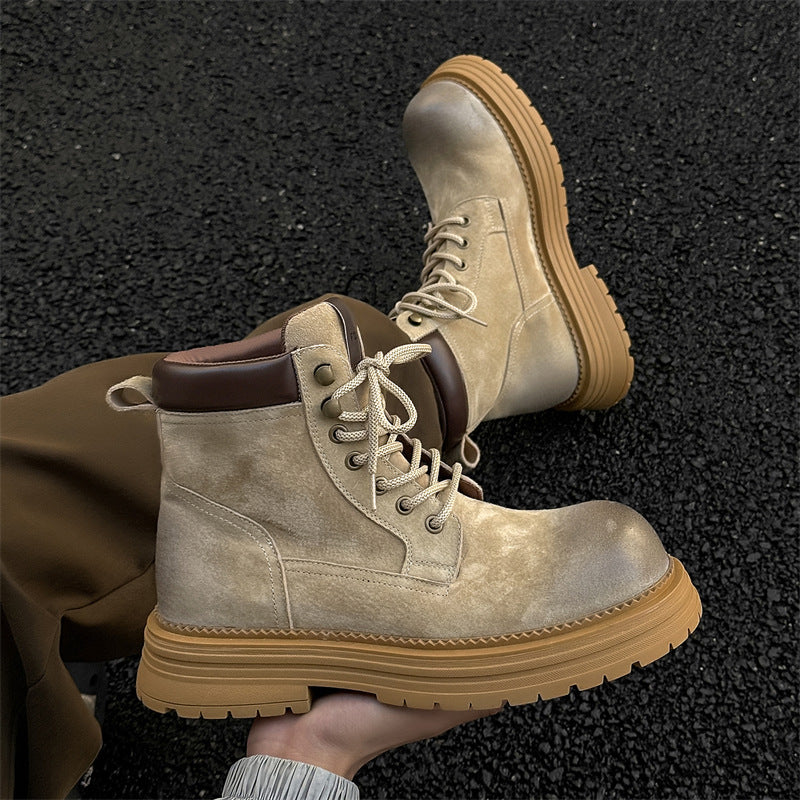 Men's Versatile Retro Ankle Thick-soled Green Tooling Boots