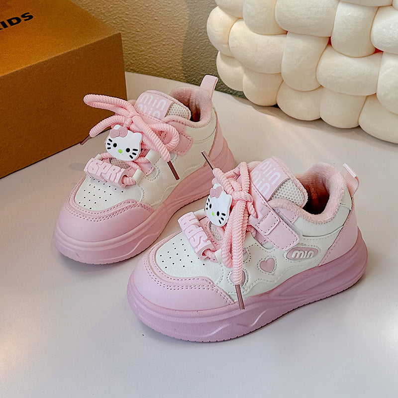 Children's Surface Thin Lining Cartoon Kate Cat Cotton Kid's Sneakers