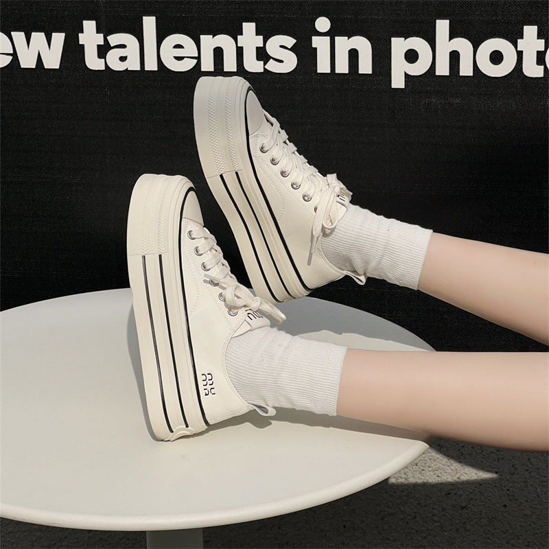 Women's Heightened Single Layer Breathable Low-cut Thick-soled Spring Fashion Women's Casual Shoes