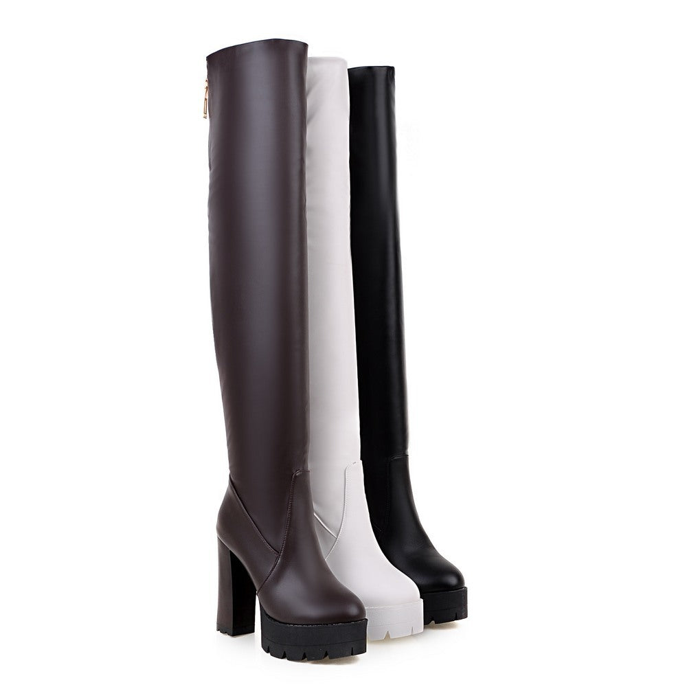 Women's Plus Size Waterproof Platform High Long Boots