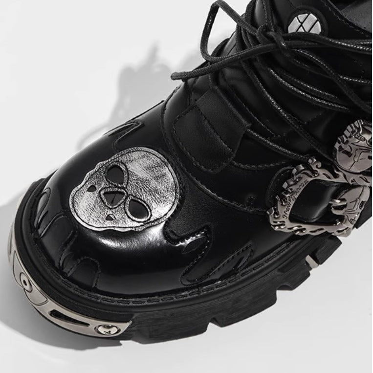 Flame Trend Carving Dark Punk Skull Casual Shoes