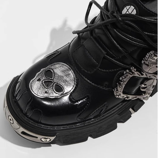Flame Trend Carving Dark Punk Skull Casual Shoes