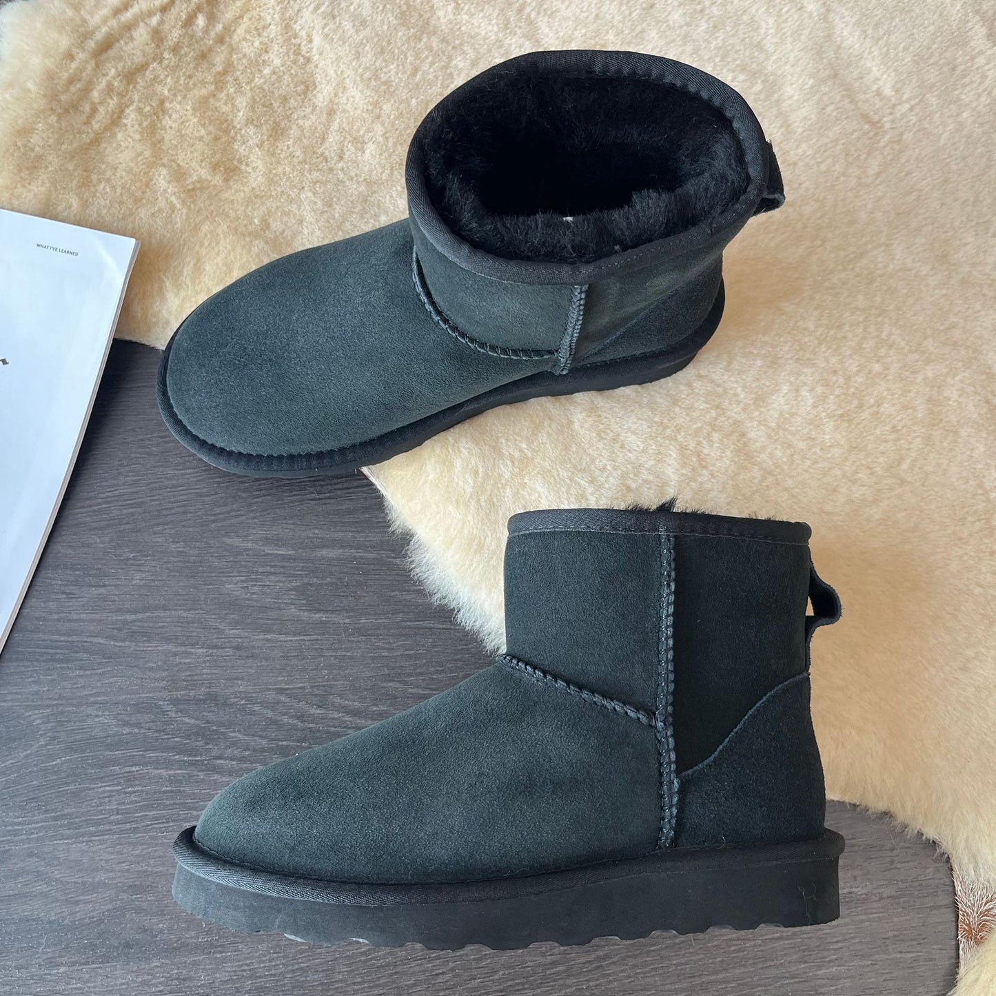 Men's Sheep Fur Integrated Classic Basic Style Snow Boots