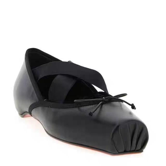 Women's Size Square Toe Flat Ballet Bow Bandage Men's Shoes
