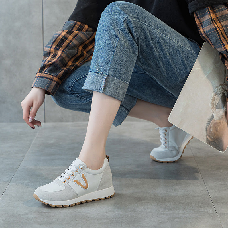 Women's Korean Style Sports Color Block Platform Round Toe Casual Shoes