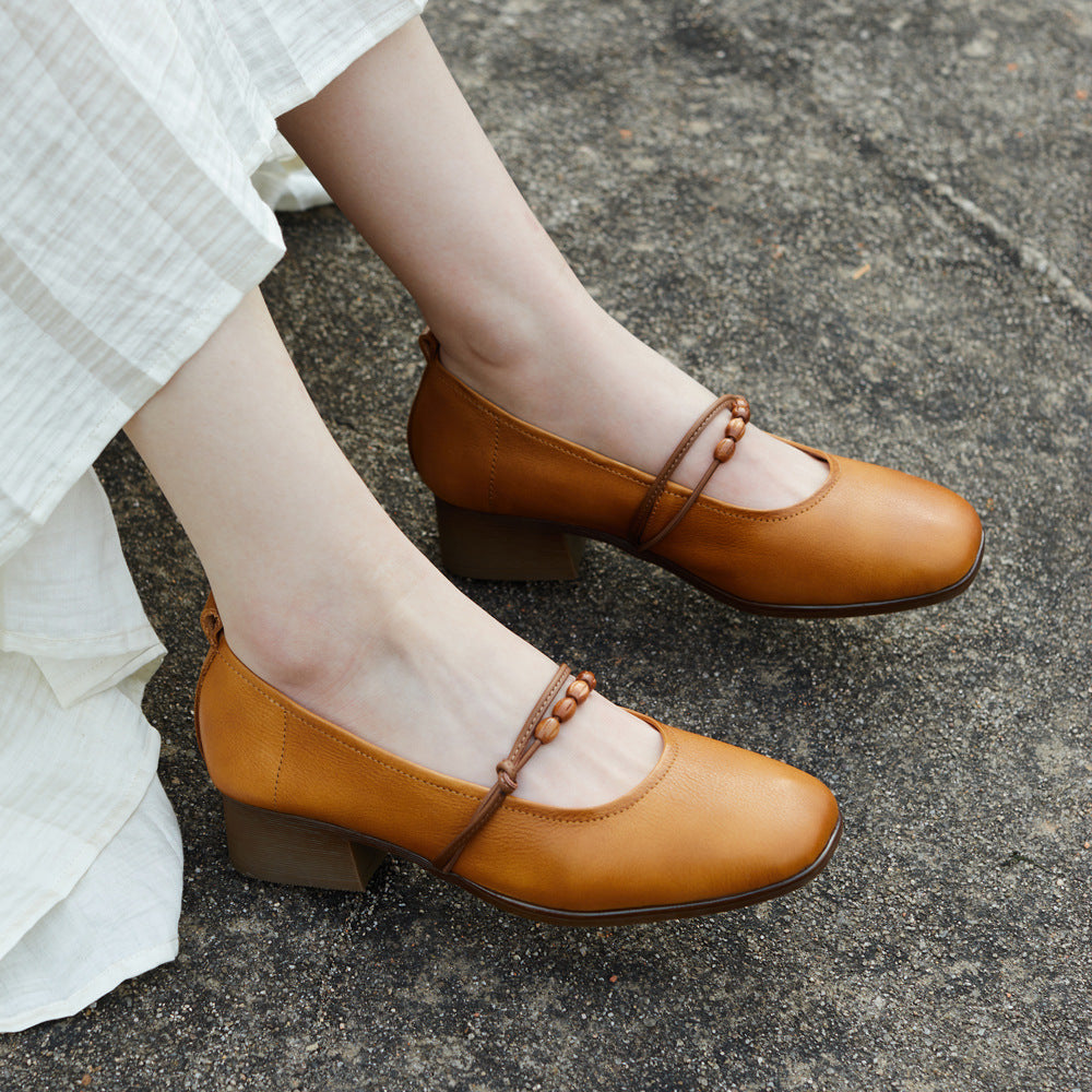 Women's Band Flat Spring Authentic British Style Square Toe Slip-on Stylish Women's Casual Shoes
