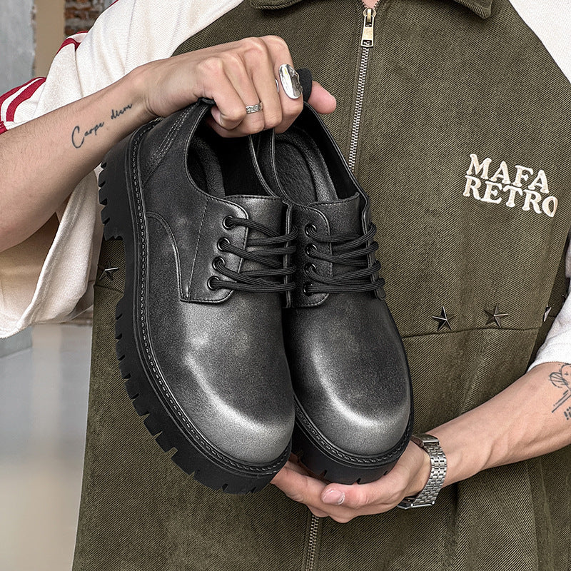 Men's Small Large Size British Style College Vintage Black Series Men's Business Leather Shoes