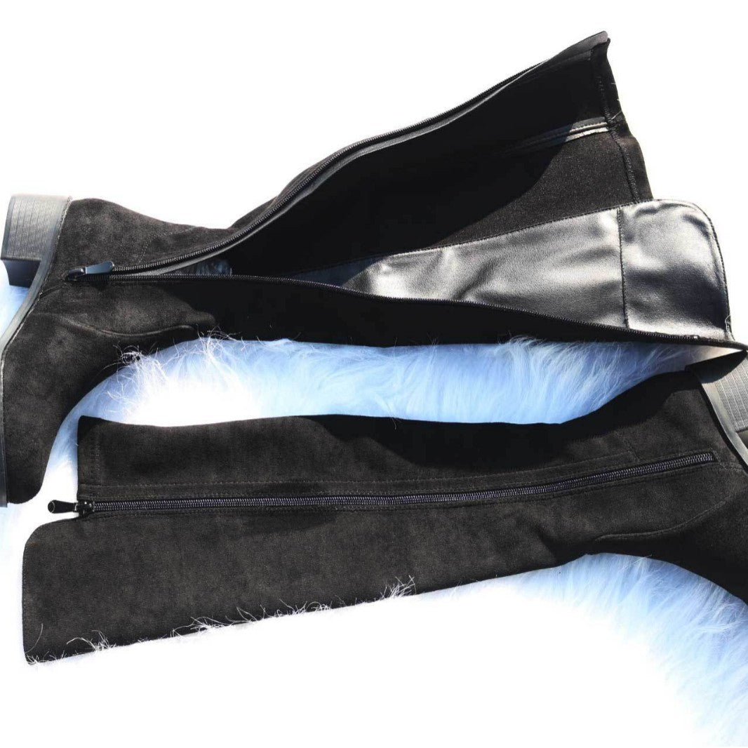 Women's British Stretch Thick Fleece-lined Zipper Over Women's Leather Boots