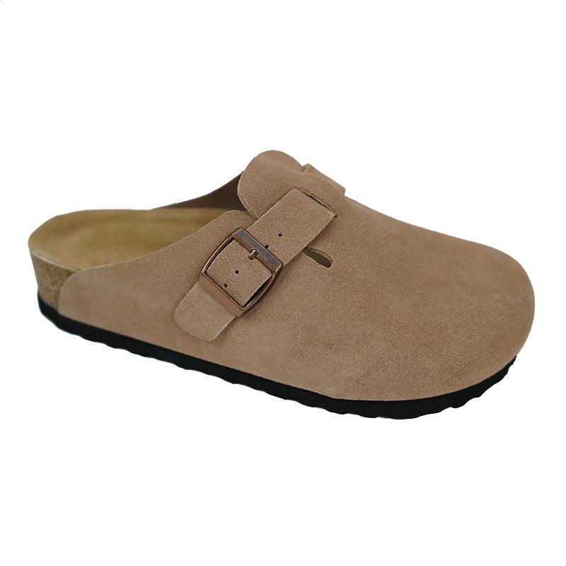 Version Toe Cap Genuine Cork Half Sandals