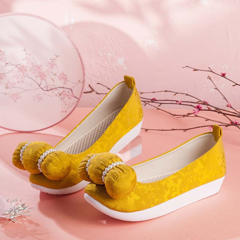For Han Chinese Clothing Cloud Toe Workshop Handmade Pearl Casual Shoes