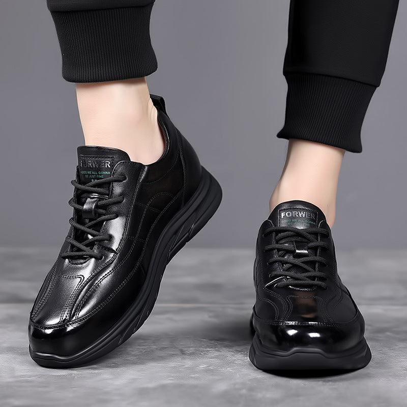 Men's Layer Cowhide Genuine Inner Height Increasing Korean Casual Shoes