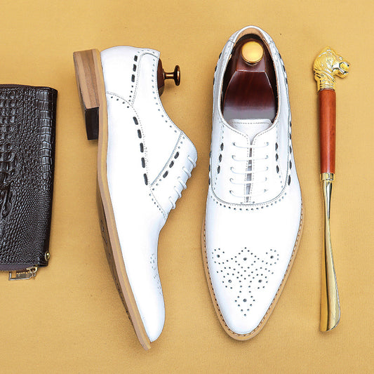 Men's Genuine Top Layer Cowhide Formal Business Pointed Leather Shoes