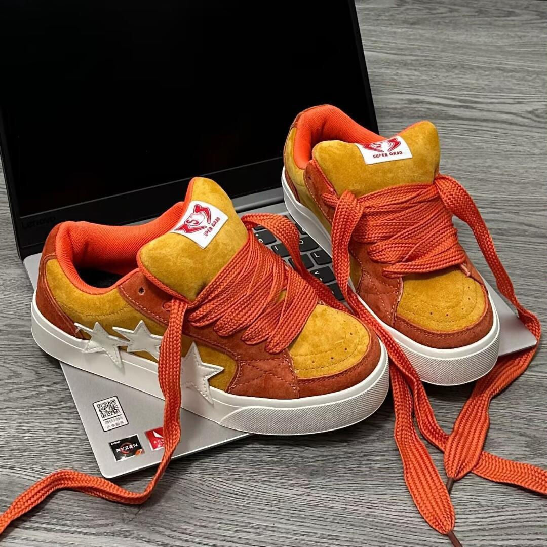 Orange Stitching Skateboard Female Niche Design Sneakers