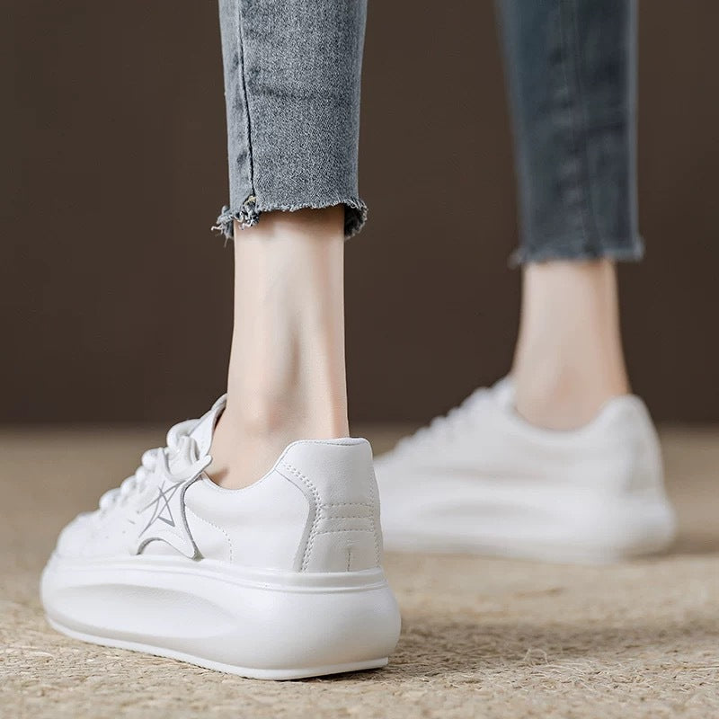 Women's White Sports Platform Height Increasing Bread Niche Women's Board Shoes