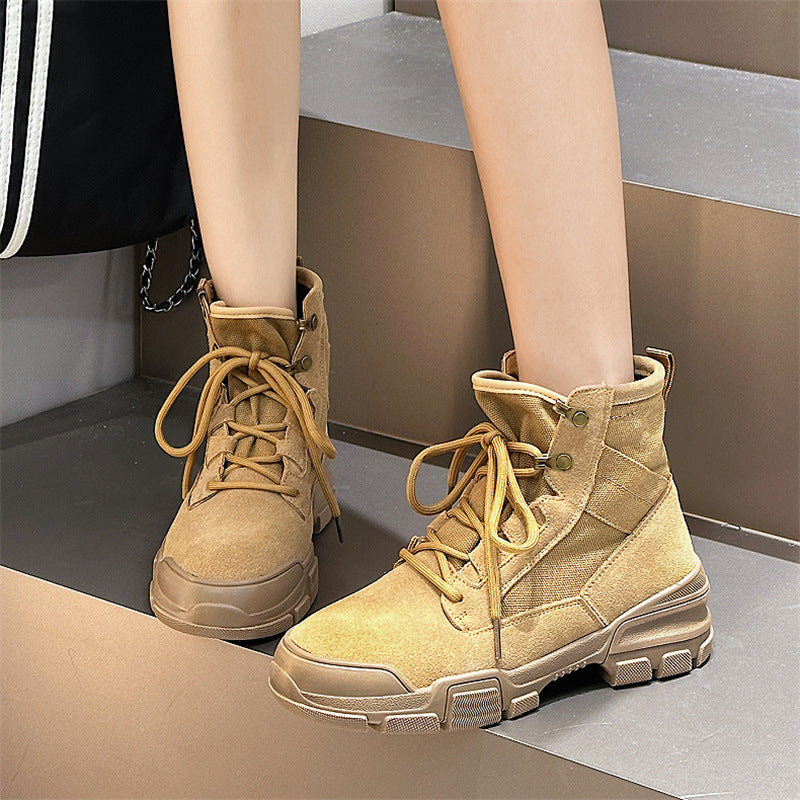 Women's & Men's Martin Autumn Thick-soled Suede Outdoor Climbing Women's Leather Boots