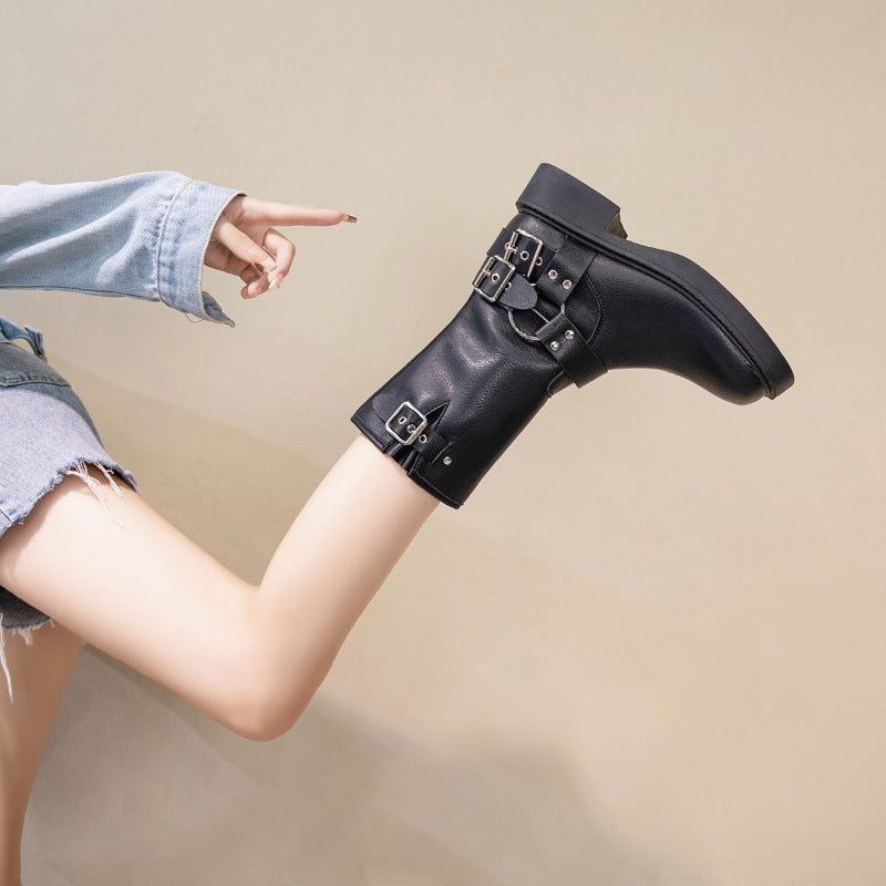 Women's Belt Buckle Martin British Style Retro Boots
