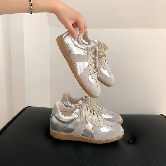 Women's Cowhide Version Small Height Increasing Insole Sier Casual Shoes
