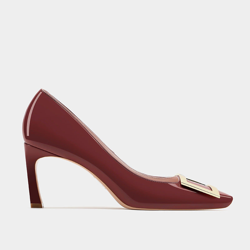 Square Buckle High Female Toe Business Temperament Stiletto Shallow Women's Casual Shoes