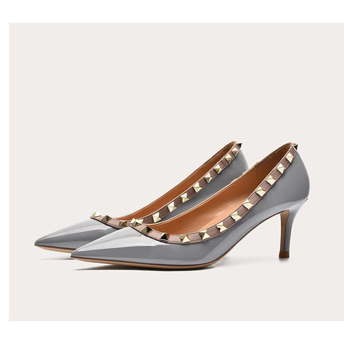 Women's Korean Patent French Nude Low-cut Stilettos Women's Shoes