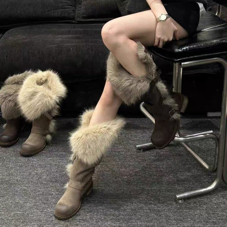 Long Female Temperament Genuine Rider Two-way Boots